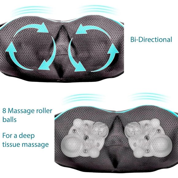 InvoSpa Shiatsu Neck Back Shoulder Massager Heat Therapy Deep Tissue Relaxation - Picture 3 of 13